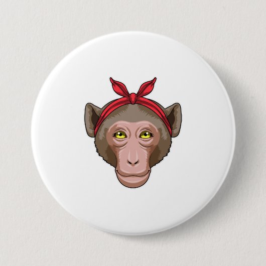 Affe mit Bandana Button (Vorderseite)