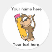 Affe mit Bleistift Runder Aufkleber (Vorderseite)