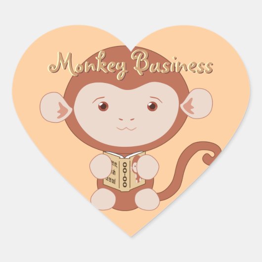 Affe mit Book Heart Stickers (Vorderseite)