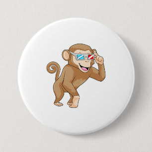 Affe mit Brille Button
