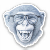 Affe mit Brille lachen Aufkleber (Vorderseite)