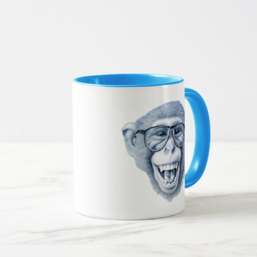 Affe mit Brille lachen Tasse (VorderseiteRechts)