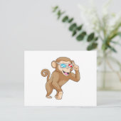 Affe mit Brille Postkarte (Stehend Vorderseite)