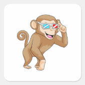 Affe mit Brille Quadratischer Aufkleber (Vorderseite)