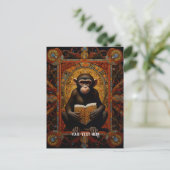 Affe mit Buch Postkarte (Stehend Vorderseite)