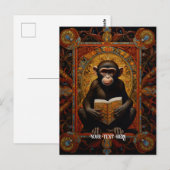 Affe mit Buch Postkarte (Vorne/Hinten)