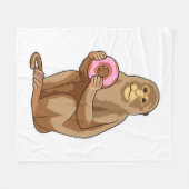 Affe mit Donut Fleecedecke (Vorderseite (Horizontal))