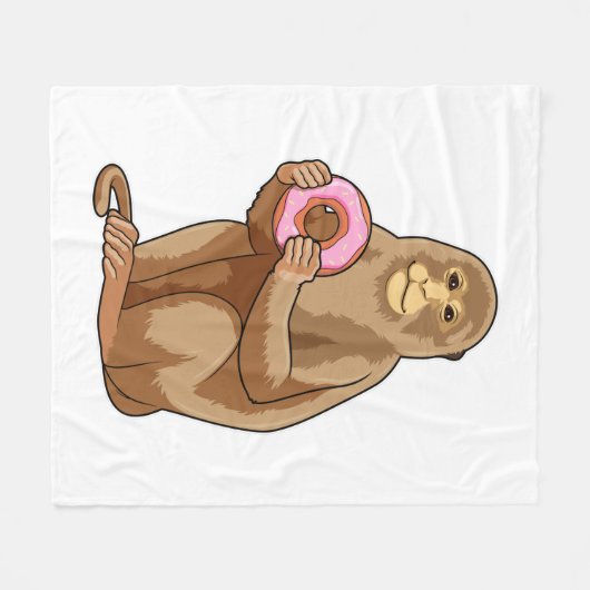 Affe mit Donut Fleecedecke (Vorderseite (Horizontal))
