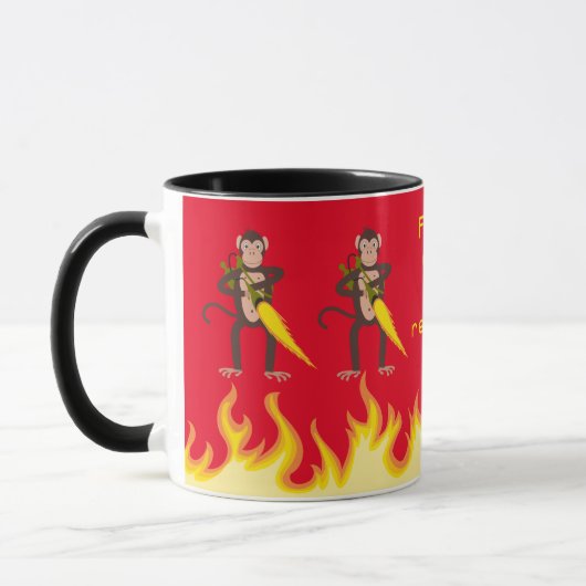 Affe mit einem Flammenwerfer-Internet-Flammenkrieg Tasse (Links)