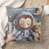 Affe mit einem Teddy Bär, Sammlung von Natasha Us Kissen (Decke)