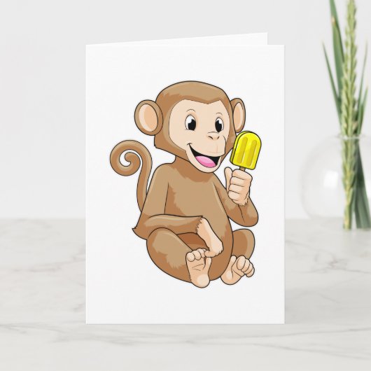Affe mit Eisstiel Karte (Vorderseite)