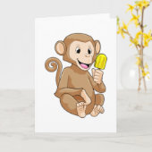 Affe mit Eisstiel Karte (Gelbe Blume)