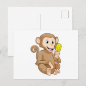 Affe mit Eisstiel Postkarte (Vorne/Hinten)
