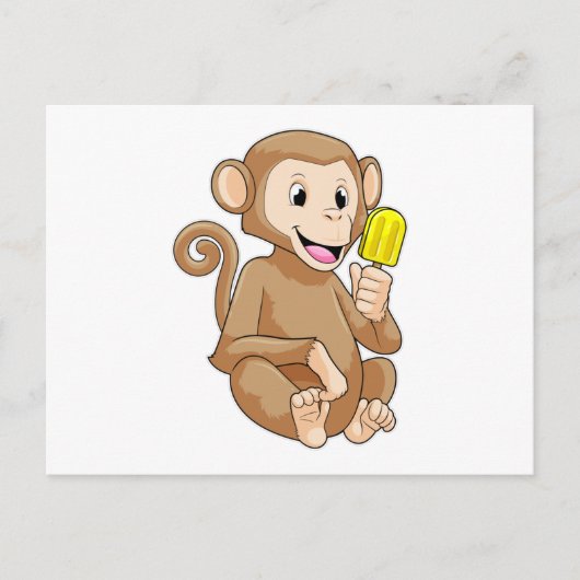 Affe mit Eisstiel Postkarte (Vorderseite)