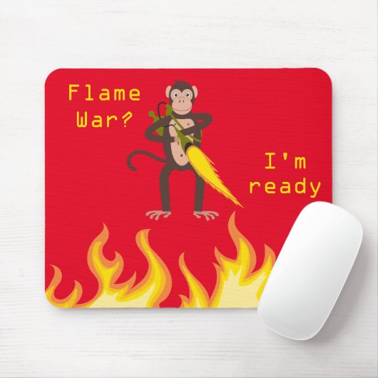 Affe mit Flammenwerfer-Internet-Flammenkrieg Mousepad (Mit Mouse)