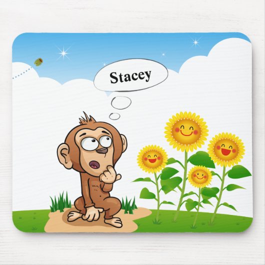 Affe mit gelben Sonnenblumen Mousepad (Vorne)