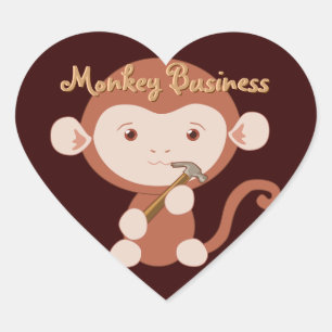 Affe mit Hammer Heart Stickers