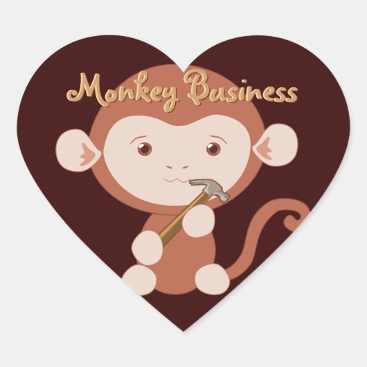 Affe mit Hammer Heart Stickers (Vorderseite)