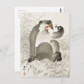 Affe mit Insektenmalerei von Ohara Koson Postkarte (Vorne/Hinten)
