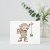 Affe mit Jo-Jo Postkarte (Stehend Vorderseite)