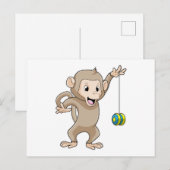 Affe mit Jo-Jo Postkarte (Vorne/Hinten)