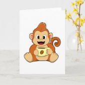 Affe mit Kaffee-Cup Karte (Gelbe Blume)