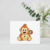 Affe mit Kaffee-Cup Postkarte (Stehend Vorderseite)