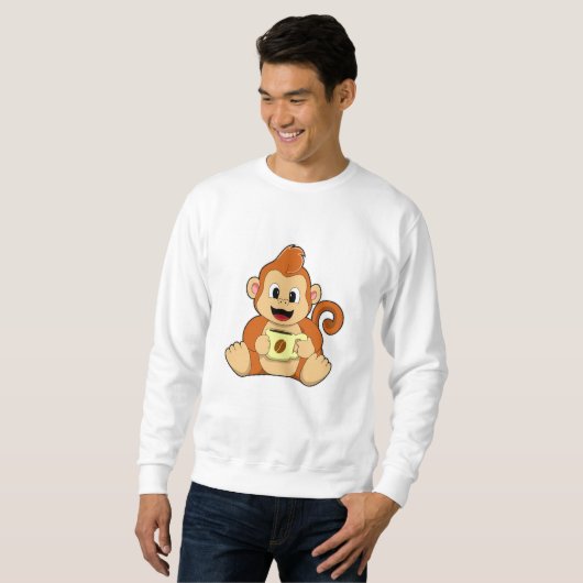Affe mit Kaffee-Cup Sweatshirt (Vorne ganz)