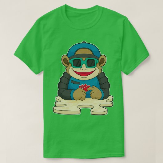 Affe mit Karten Sonnenbrille T-Shirt (Design vorne)
