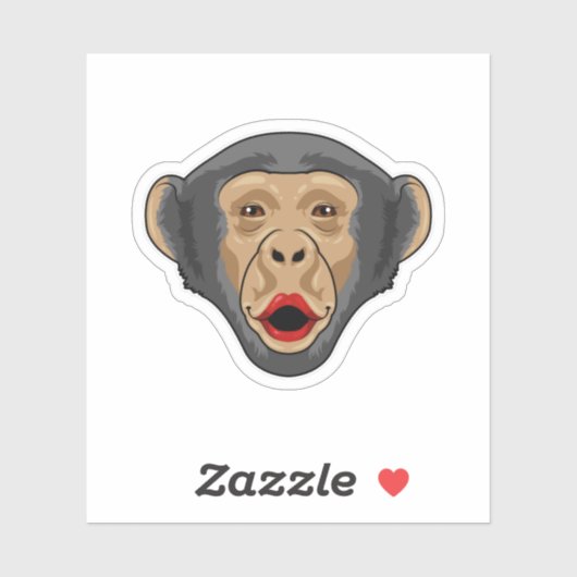 Affe mit Kiss Mund Aufkleber (Blatt)