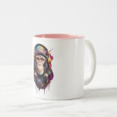 Affe mit Kopfhörern 2025 Zweifarbige Tasse (VorderseiteRechts)