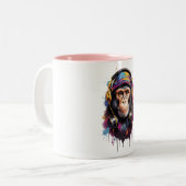 Affe mit Kopfhörern 2025 Zweifarbige Tasse (Vorderseite Links)
