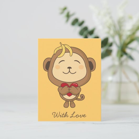 Affe mit Liebe Postkarte (Stehend Vorderseite)