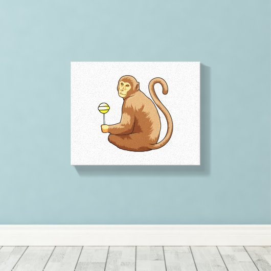 Affe mit Lollipop Leinwanddruck (Insitu (Holzboden))
