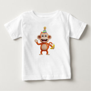 Affe mit Partyhut und Banane Baby T-shirt