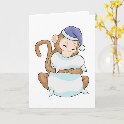 Affe mit Pillow & Sleepyhead Karte (Gelbe Blume)