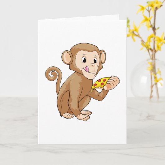 Affe mit Pizza Karte (Gelbe Blume)