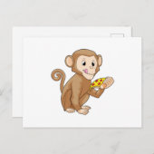 Affe mit Pizza Postkarte (Vorne/Hinten)