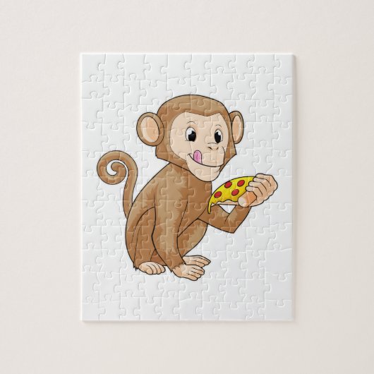 Affe mit Pizza Puzzle (Vertikal)