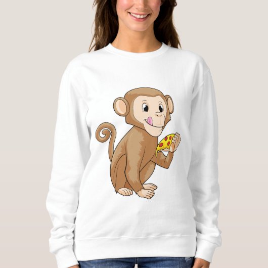 Affe mit Pizza Sweatshirt (Vorderseite)