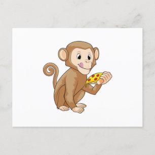 Affe mit Pizzastück Postkarte
