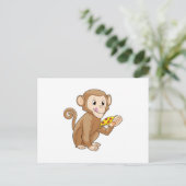 Affe mit Pizzastück Postkarte (Stehend Vorderseite)