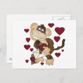 Affe mit Rote Rosen - Hemden und Geschenke Postkarte (Vorne/Hinten)
