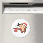 Affe mit Schneemann im Winter für Weihnachtsmagazi Magnet (In Situ (Geschirrspüler))