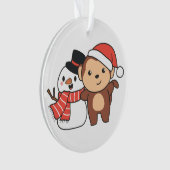 Affe mit Schneemann im Winter zu Weihnachten Ornament (Vorderseite)