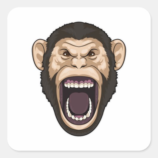 Affe mit schwarzen Haaren Quadratischer Aufkleber (Vorderseite)