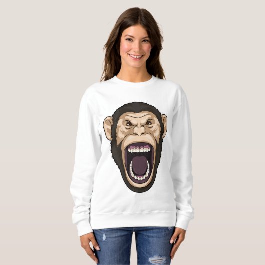 Affe mit schwarzen Haaren Sweatshirt (Vorne ganz)