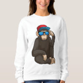 Affe mit Sonnenbrille Sweatshirt (Vorderseite)