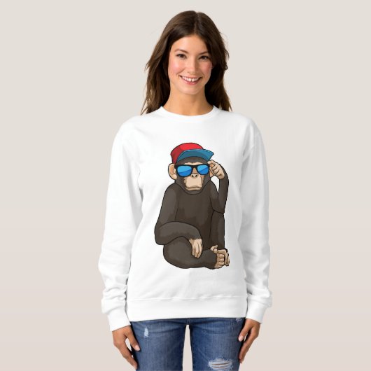 Affe mit Sonnenbrille Sweatshirt (Vorne ganz)