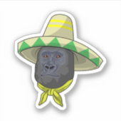 Affe mit Strohhut Aufkleber (Vorderseite)
